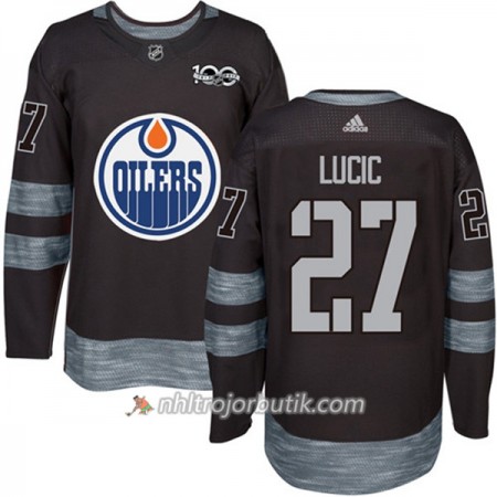 Män Ishockey Edmonton Oilers Tröja Milan Lucic 27 1917-2017 100th Anniversary Adidas Svart Authentic